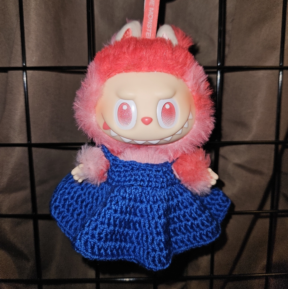 Blue Crochet Dress For Labubu